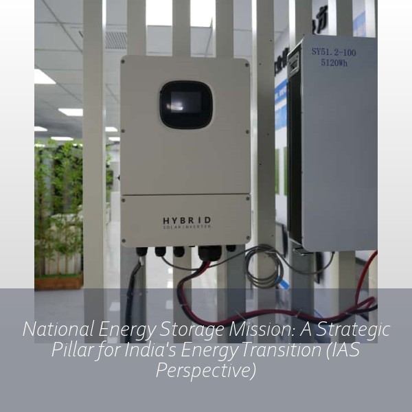 National Energy Storage Mission: A Strategic Pillar for India's Energy Transition (IAS Perspective)